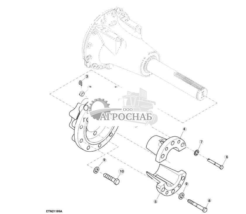 Ступица двускатного колеса, одноконусная, мост 100 mm, без проставки 